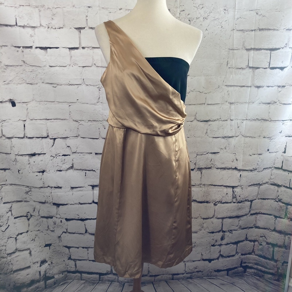 Love Liberty Dress Womens size Large Silk Gold One shoulder Evening Party